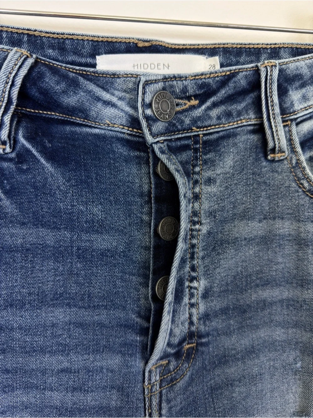 Hidden Jeans High Rise Wide Leg Distressed Raw Hem Denim